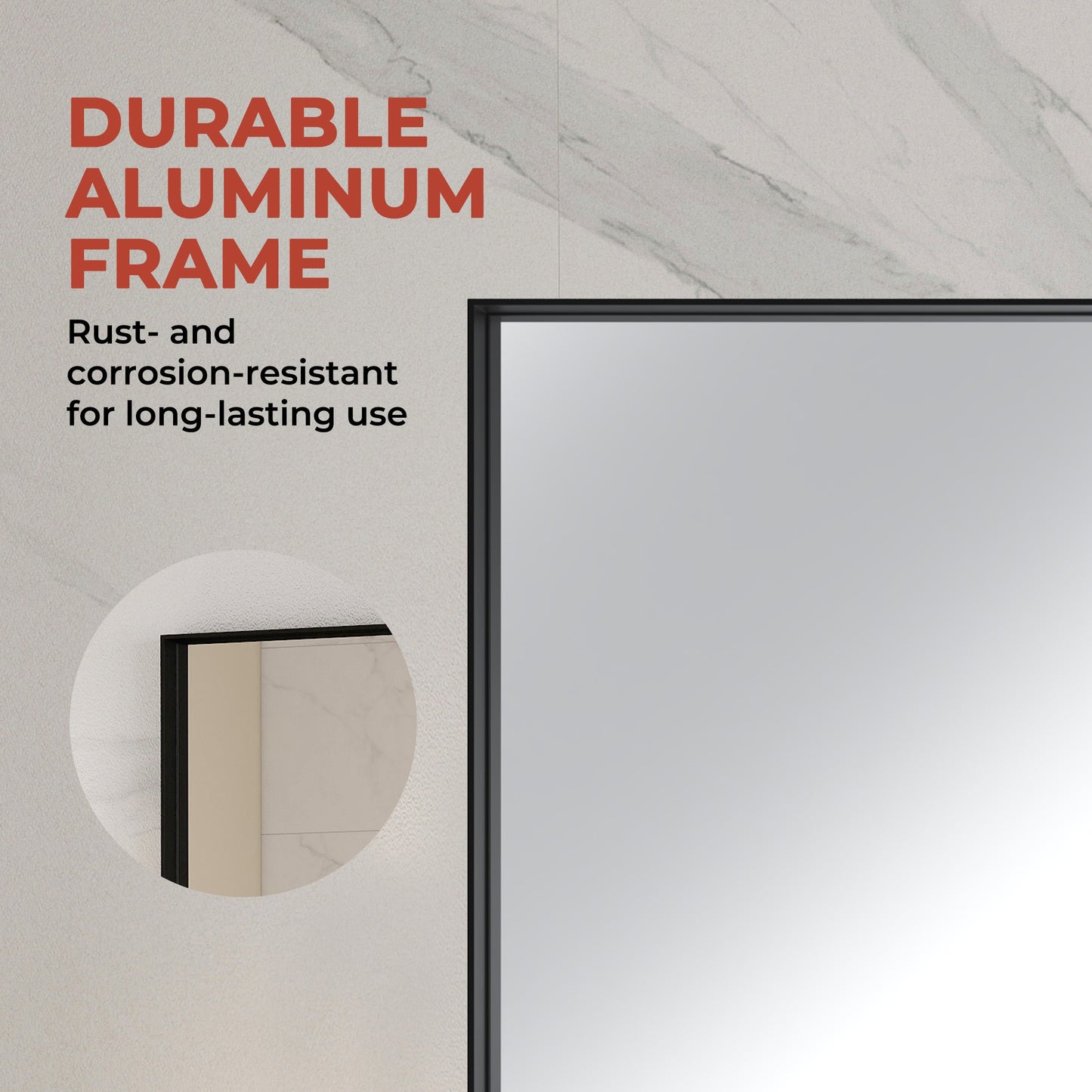 Vanityfus 40-in W 60-in H Rectangle Matte Black Framed Wall-Mounted Bathroom Vanity Mirror in sliver
