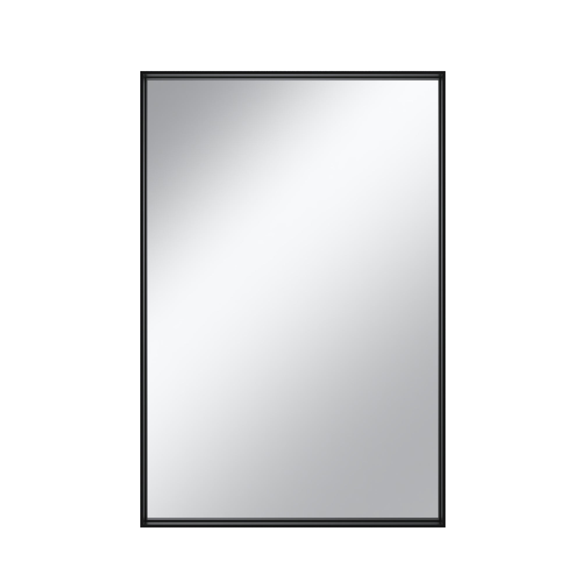 Vanityfus 16-in W 24-in H Rectangle Matte Black Framed Wall-Mounted Bathroom Vanity Mirror in Silver