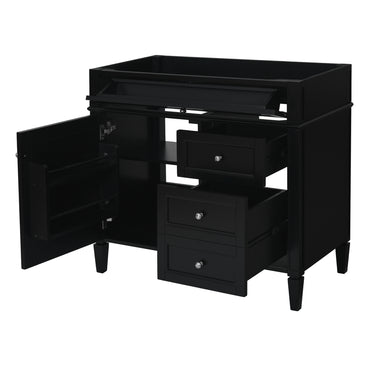 VanityFus 35.74-in Black Bathroom Vanity Single Sink Combo Undermount 1 Soft Close Door 3 Drawers Adjustable Shelves