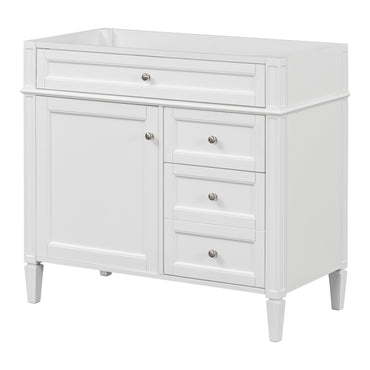 VanityFus 35.74-in White Bathroom Vanity Undermount 1 Soft Close Door 3 Drawers without Top