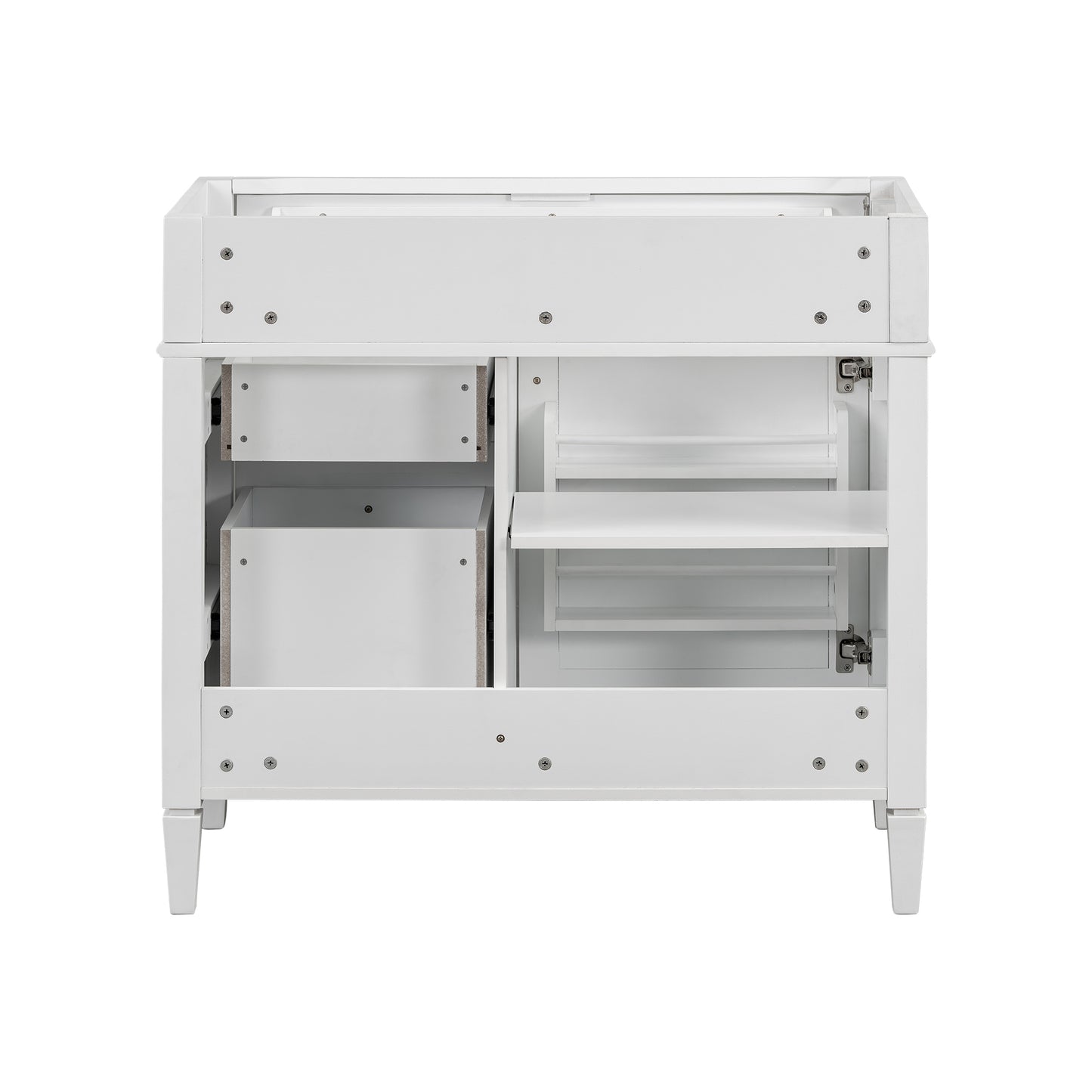 VanityFus 35.74-in White Bathroom Vanity Undermount 1 Soft Close Door 3 Drawers without Top