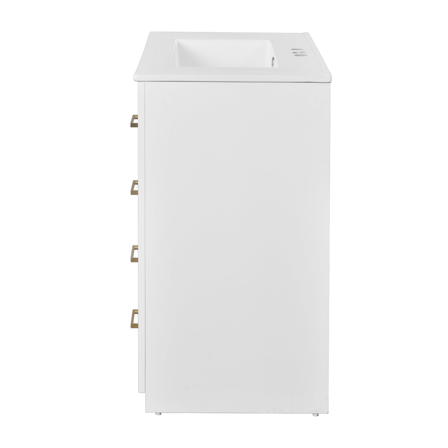 VanityFus 30-in White Bathroom Vanity Single Sink Combo with Ceramic Top Undermount 2 Soft Close Doors 3 Drawers