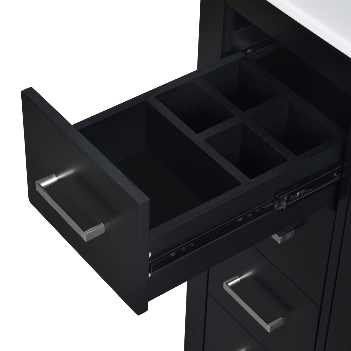 VanityFus 30-in Black Bathroom Vanity Single Sink Combo with Ceramic Top Undermount 2 Soft Close Doors 3 Drawers