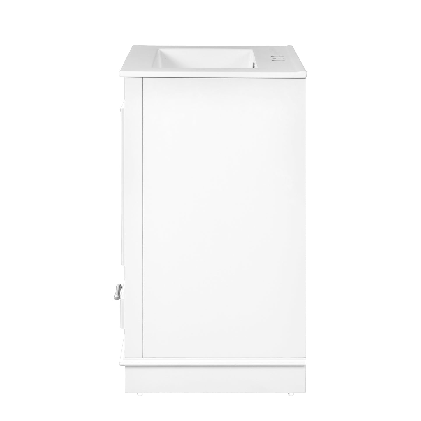 VanityFus 24.2-in White Bathroom Vanity Single Sink Combo with Ceramic Top Undermount 2 Soft Close Doors 1 Drawer Adjustable Shelves