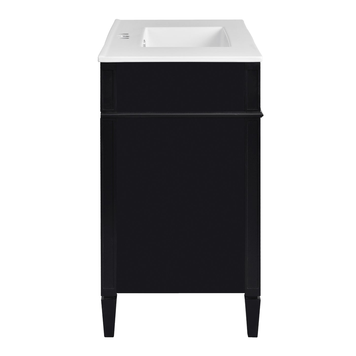 VanityFus 36-in Black Bathroom Vanity Single Sink Combo with Ceramic Top Undermount 1 Soft Close Door 3 Drawers Adjustable Shelves