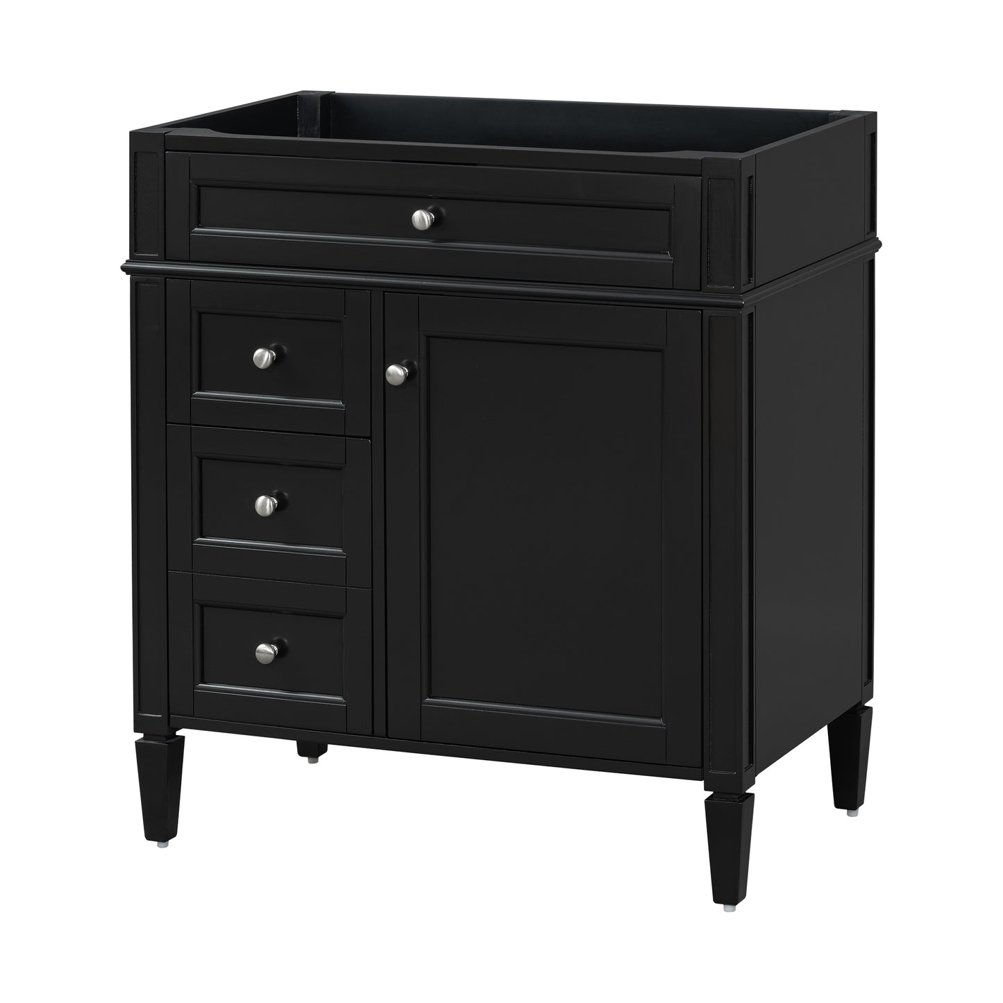 VanityFus 29.3-in Black Bathroom Vanity without Top Base Cabinet Undermount with 2 Soft Close Doors 3 Drawers Adjustable Shelves