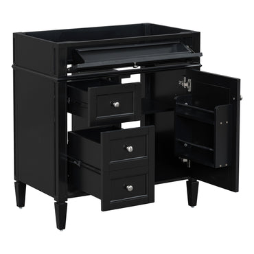 VanityFus 29.3-in Black Bathroom Vanity without Top Base Cabinet Undermount with 2 Soft Close Doors 3 Drawers Adjustable Shelves