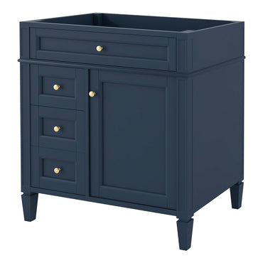 VanityFus 29.3-in Blue Bathroom Vanity without Top Base Cabinet Undermount with 2 Soft Close Doors 3 Drawers Adjustable Shelves