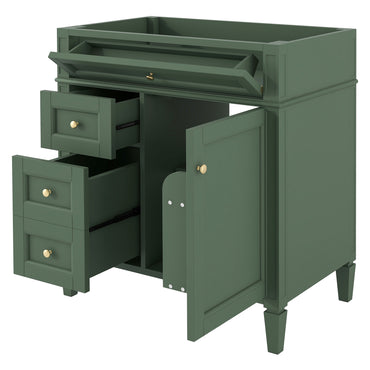 VanityFus 29.3-in Green Bathroom Vanity without Top Base Cabinet Undermount with 2 Soft Close Doors 3 Drawers Adjustable Shelves
