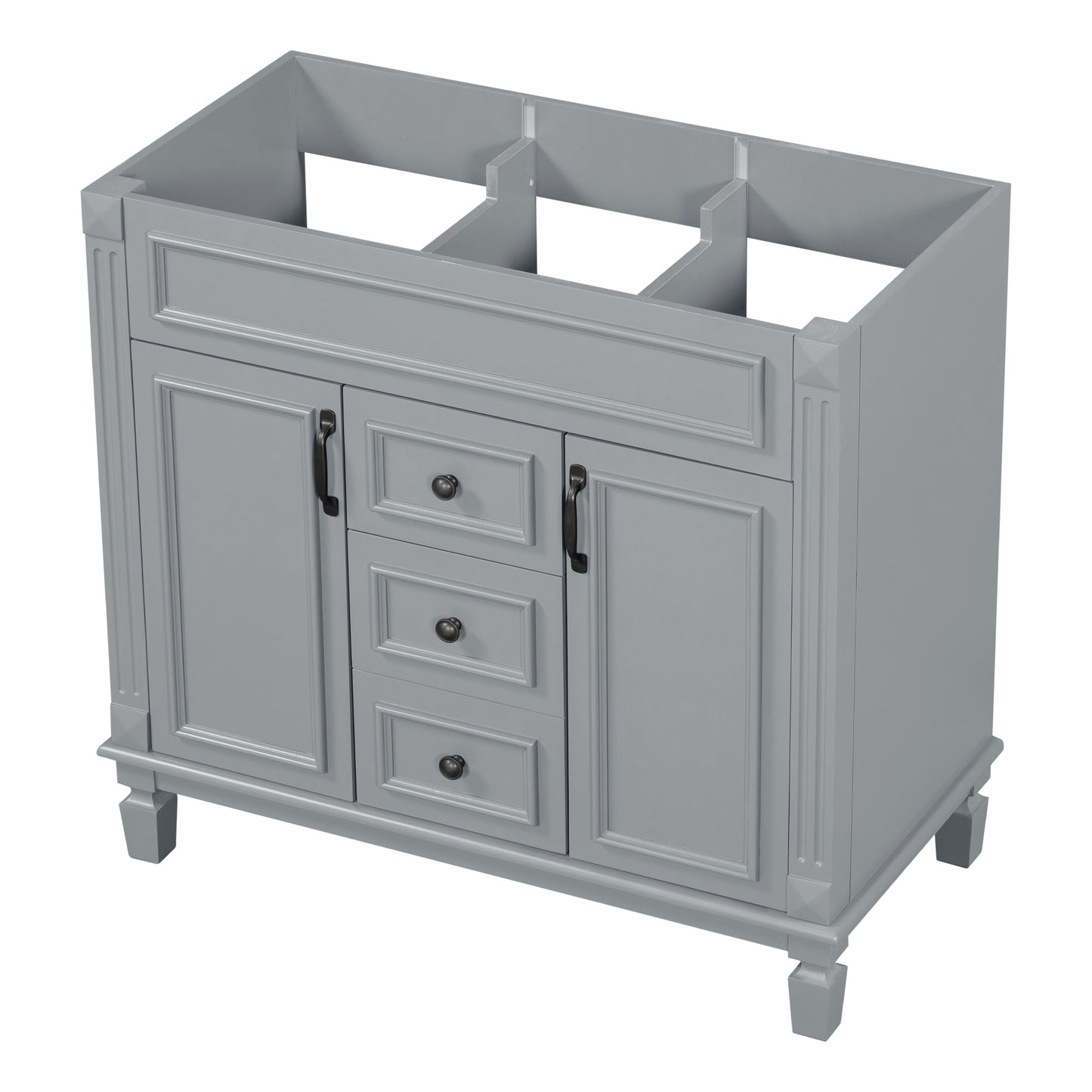 VanityFus 36.3-in Grey Bathroom Vanity Undermount without Top Base Cabinet with 2 Soft Close Doors 2 Drawers