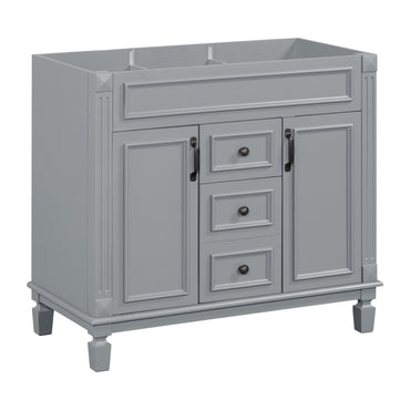 VanityFus 36.3-in Grey Bathroom Vanity Undermount without Top Base Cabinet with 2 Soft Close Doors 2 Drawers