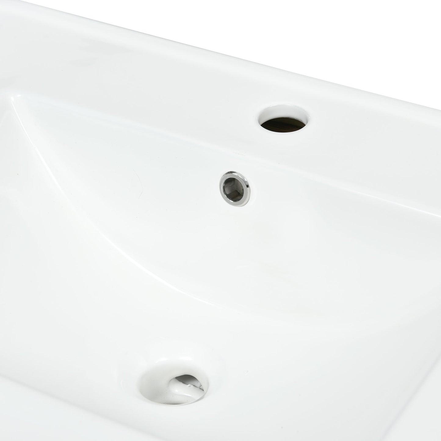 VanityFus 24.4-in Natural Wood Bathroom Vanity Single Sink Combo with Ceramic Top Undermount 3 Drawers