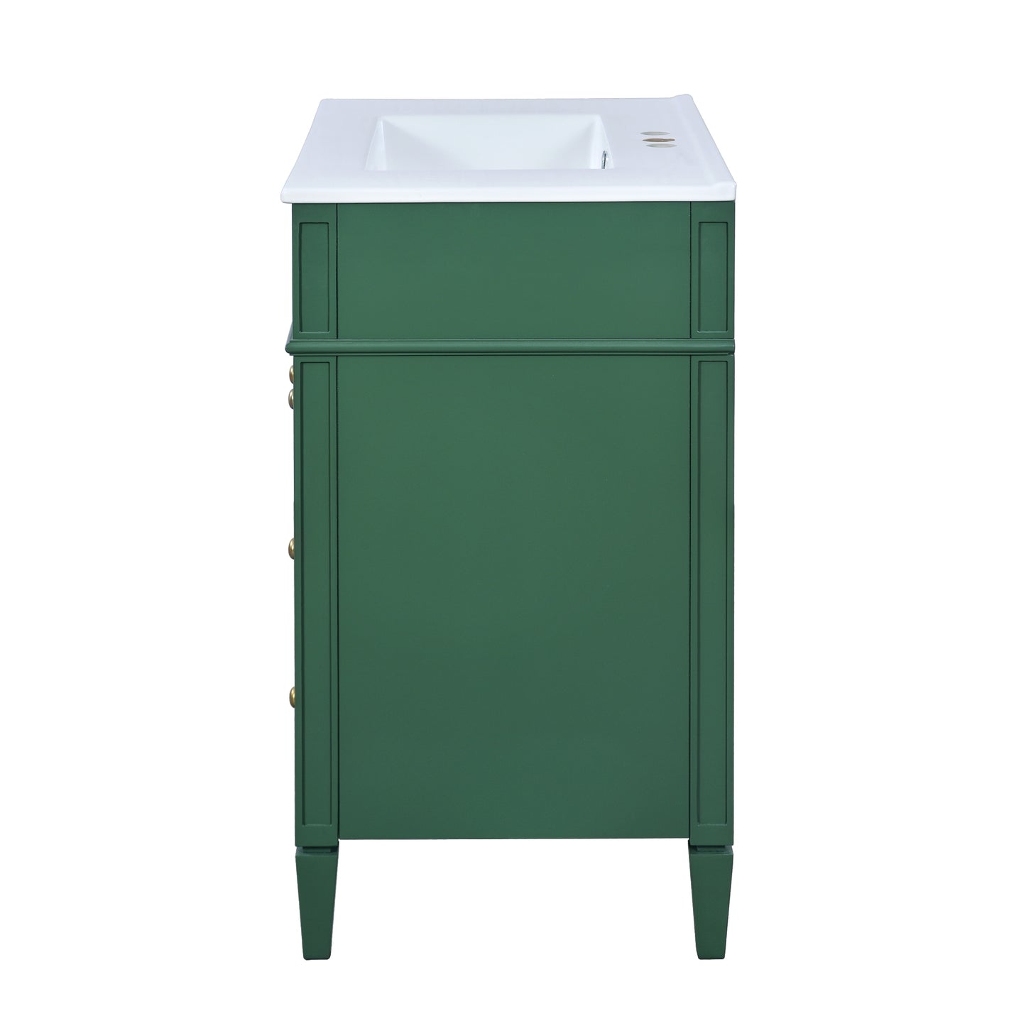 VanityFus 30-in Green Bathroom Vanity Single Sink Combo with Ceramic Top Undermount 1 Soft Close Door 3 Drawers Adjustable Shelves