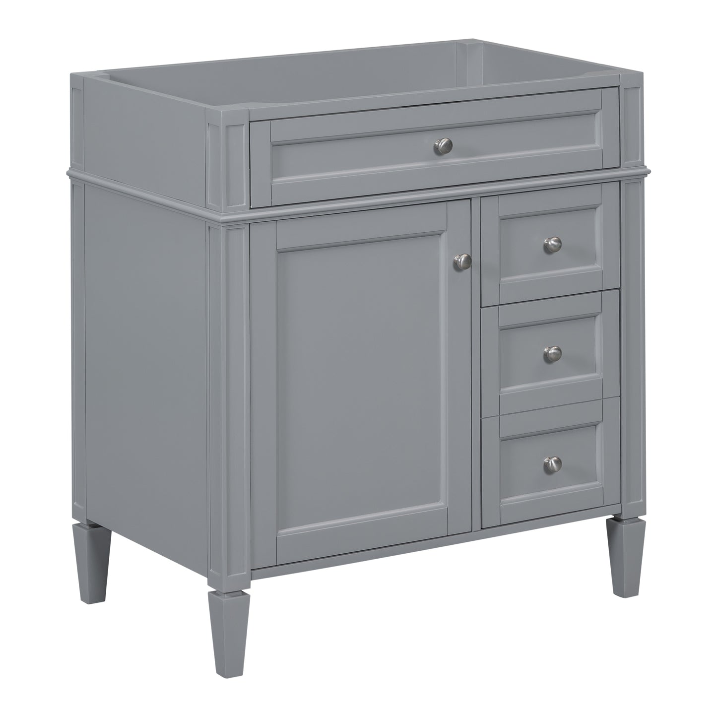 VanityFus 29.3-in Gray Bathroom Vanity Undermount 1 Soft Close Door 3 Drawers without Top Adjustable Shelves