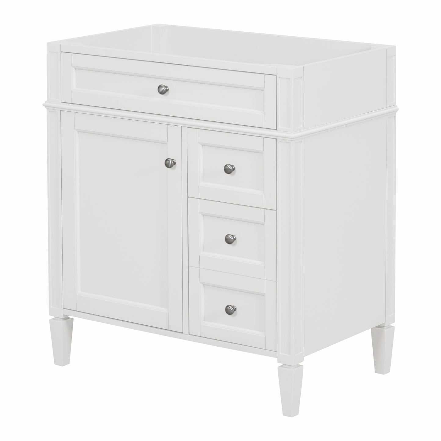 VanityFus 29.3-in White Bathroom Vanity Undermount 1 Soft Close Door 3 Drawers without Top Adjustable Shelves