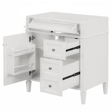 VanityFus 29.3-in White Bathroom Vanity Undermount 1 Soft Close Door 3 Drawers without Top Adjustable Shelves
