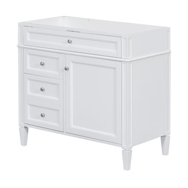 VanityFus 36-in White Bathroom Vanity Undermount 1 Soft Close Door 3 Drawers without Top Adjustable Shelves