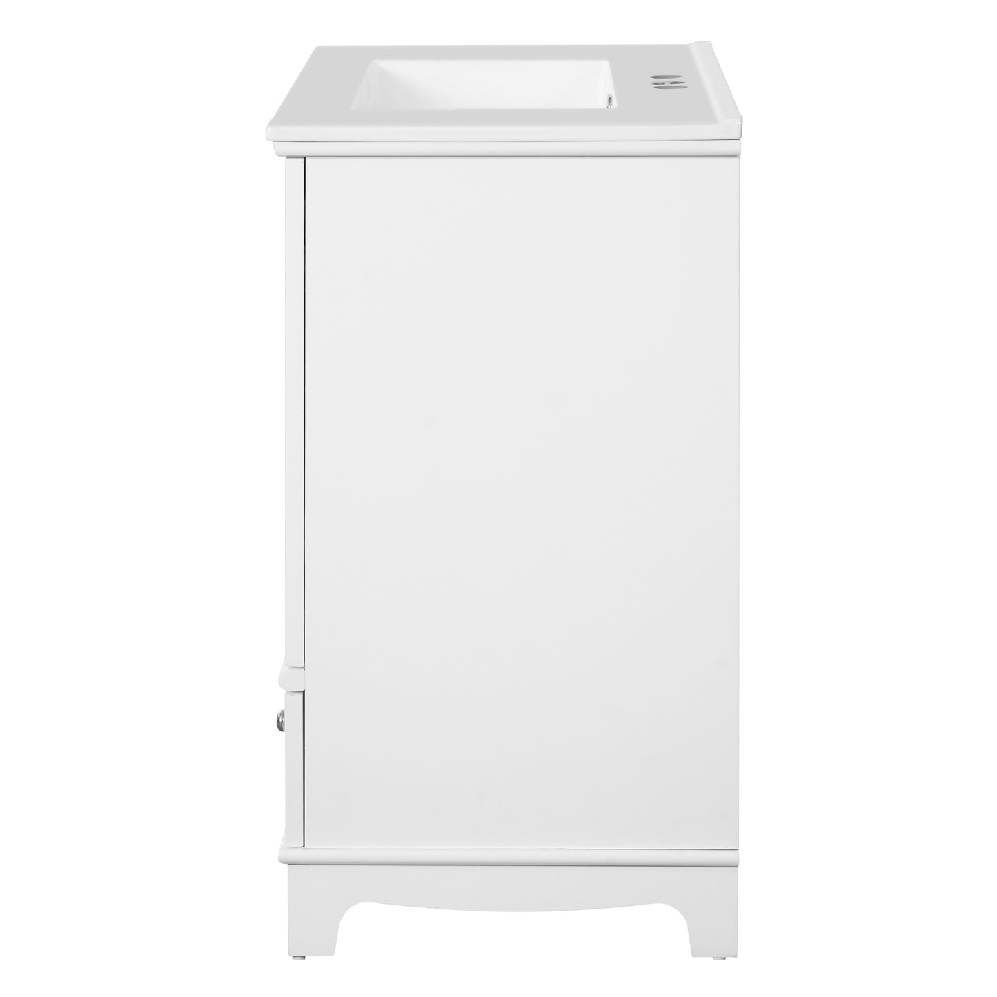 VanityFus 30-in White Single Sink Bathroom Vanity with Ceramic Top Undermount 2 Soft-Closing Doors 1 Drawer Adjustable Shelves