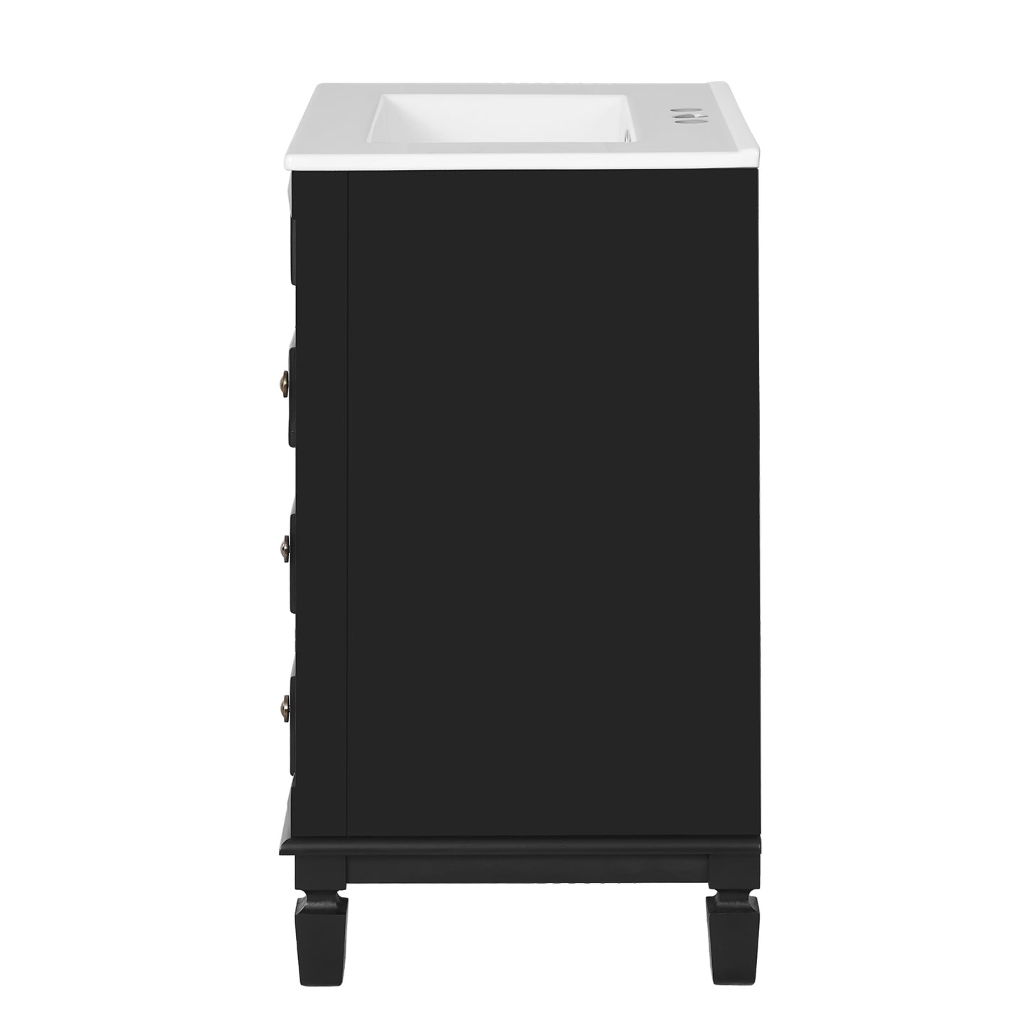 VanityFus 24-in Black Bathroom Vanity Undermount Single Sink Combo with Ceramic Top 1 Soft Close Door 2 Drawers Adjustable Shelves