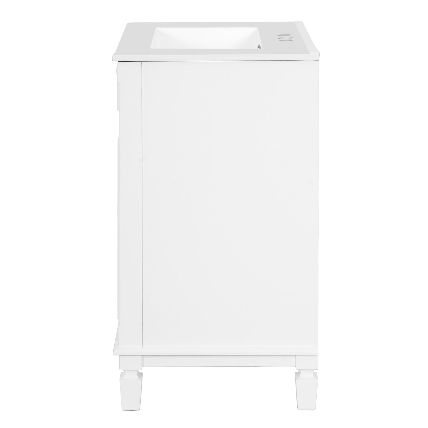 VanityFus 24-in White Bathroom Vanity Undermount Single Sink Combo with 1 Soft Close with Ceramic Top 2 Drawers Adjustable Shelves