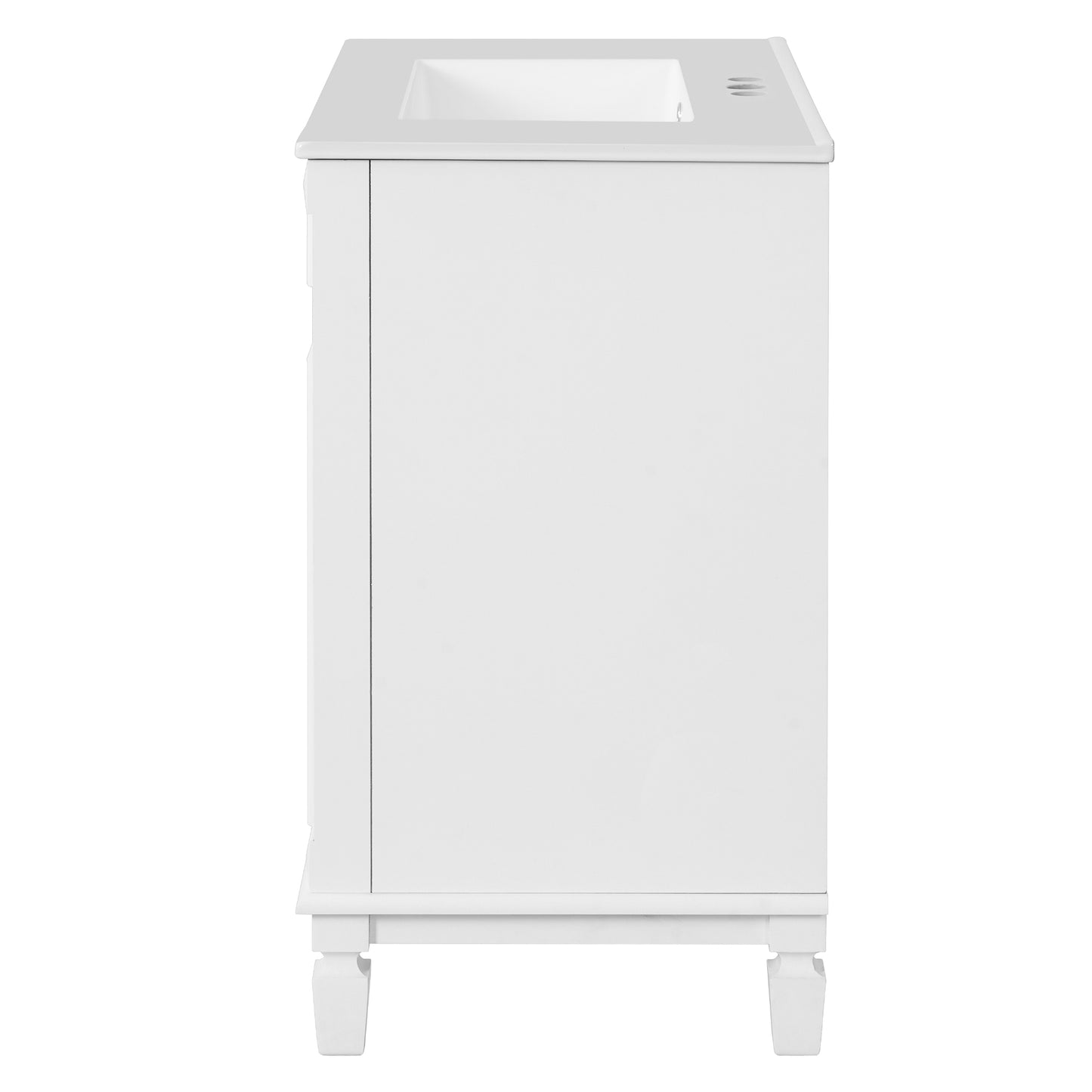VanityFus 30-in White Bathroom Vanity Undermount Single Sink Combo with 1 Soft Close with Ceramic Top 2 Drawers Adjustable Shelves