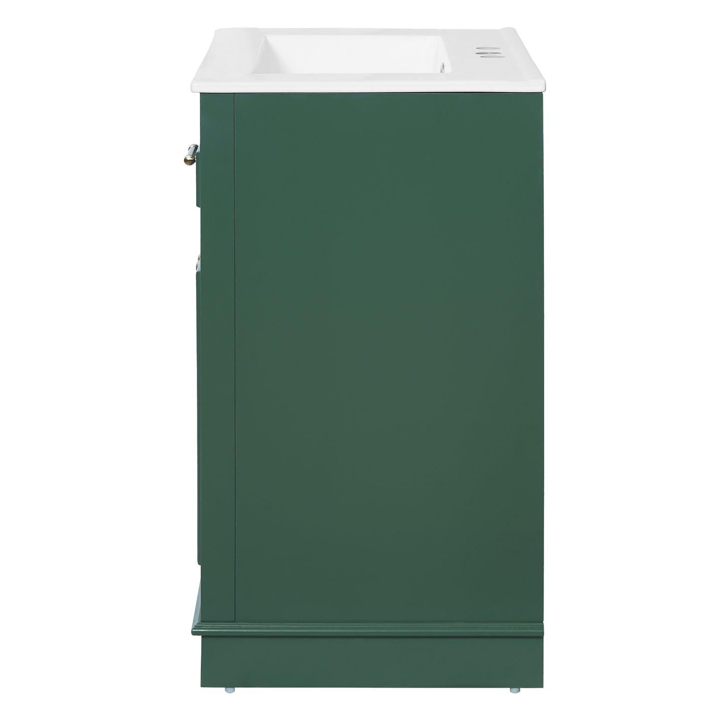 VanityFus 24-in Green Single Sink Bathroom Vanity with Ceramic Top Undermount 2 Soft-Closing Doors 1 Drawer Adjustable Shelves