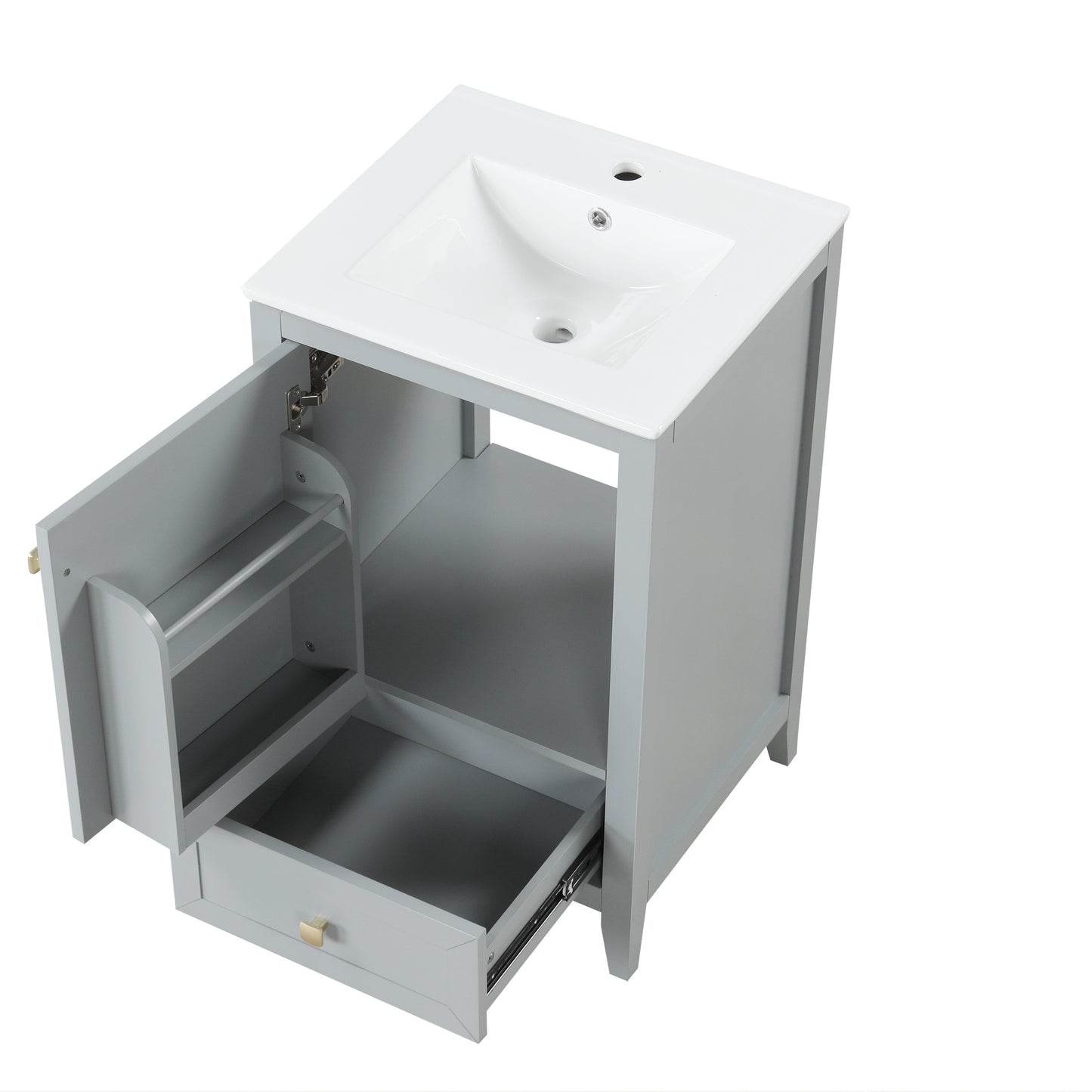 VanityFus 20-in Gray Bathroom Vanity Single Sink Combo Ceramic Top 1 door 1 drawer Undermount