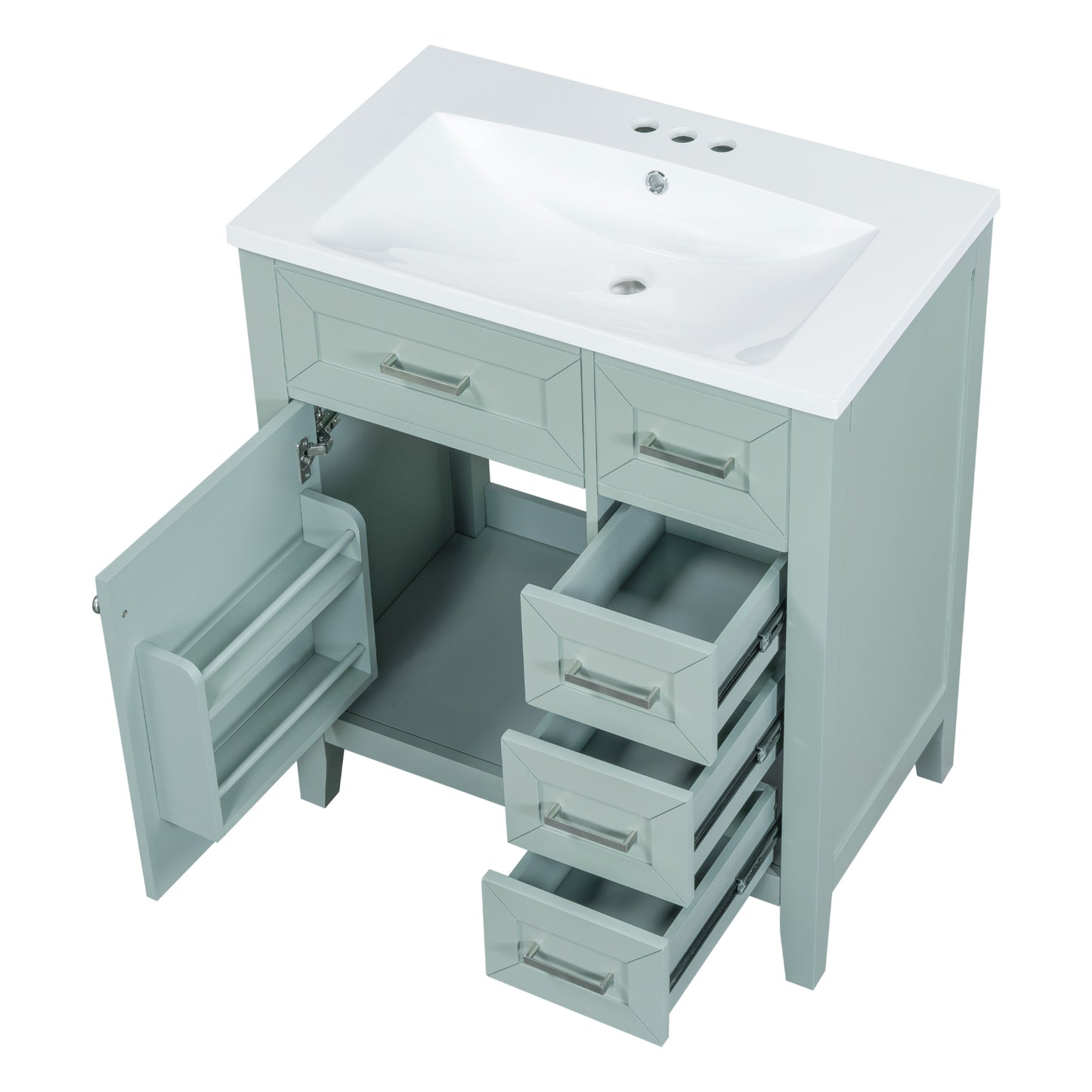 VanityFus 18.6-in Green Bathroom Vanity Single Sink Combo Undermount with Ceramic Top 1 door 3 drawers