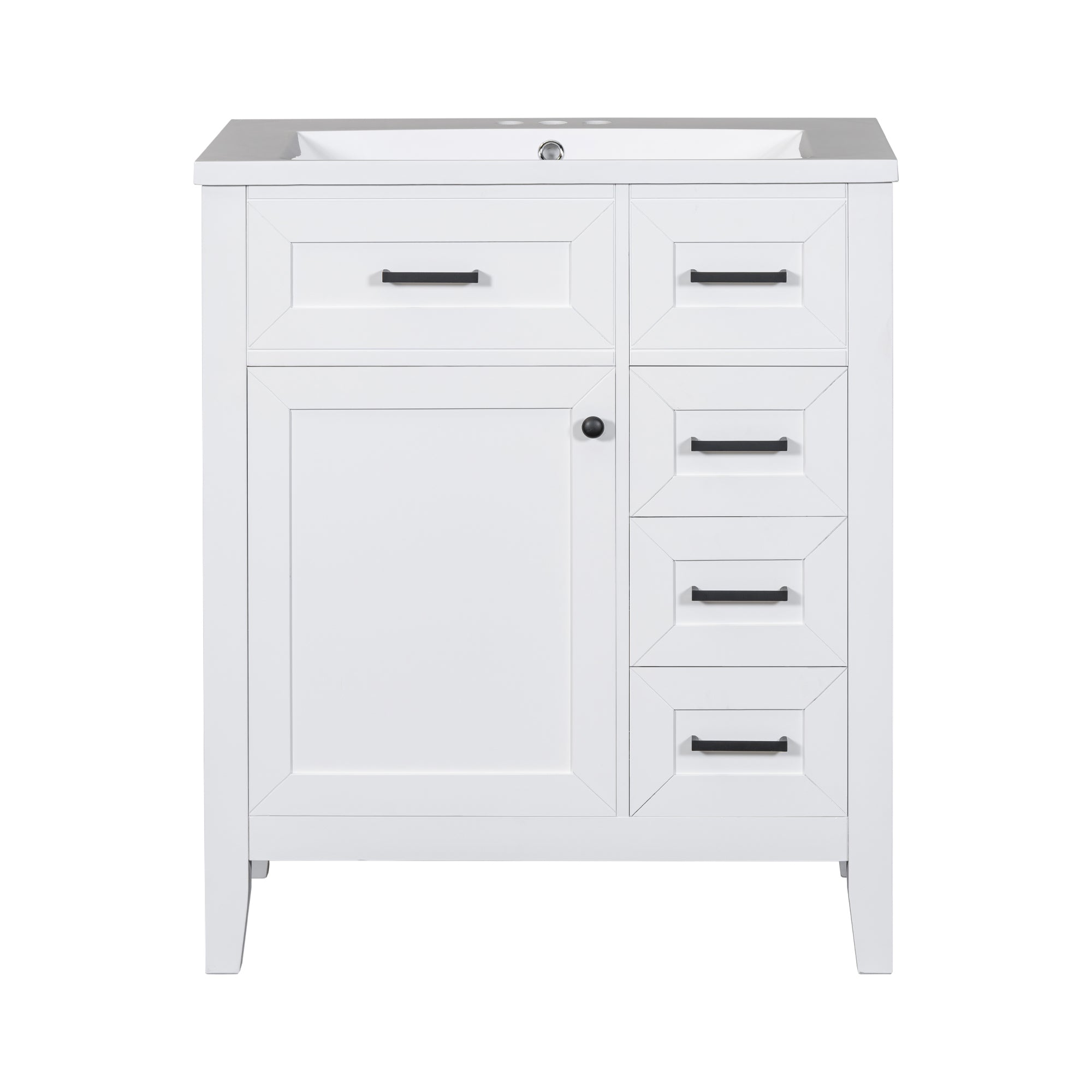 VanityFus 18.6-in White Bathroom Vanity Single Sink Combo Undermount with Ceramic Top 1 door 3 drawers