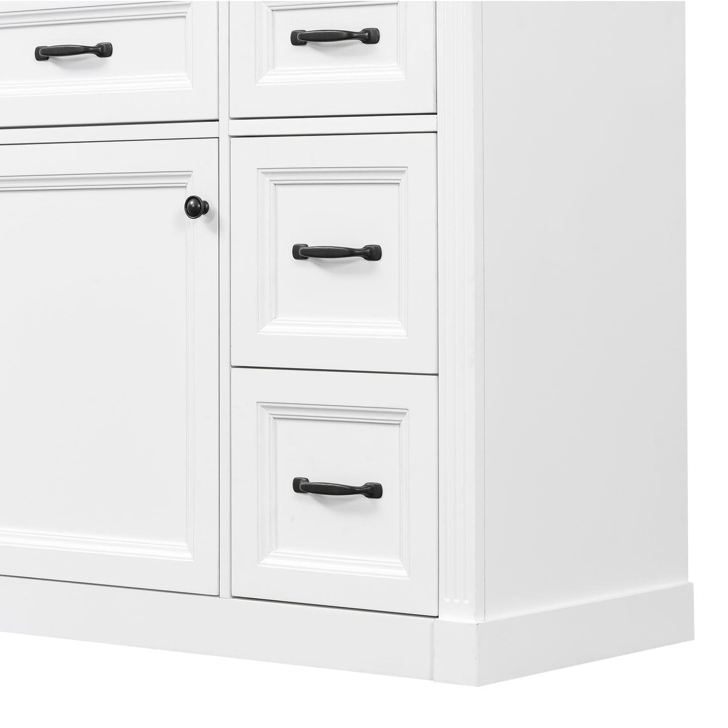 VanityFus 36-in White Bathroom Vanity Single Sink Combo Ceramic Top 1 Soft Close Door 4 drawers Undermount Adjustable Shelves