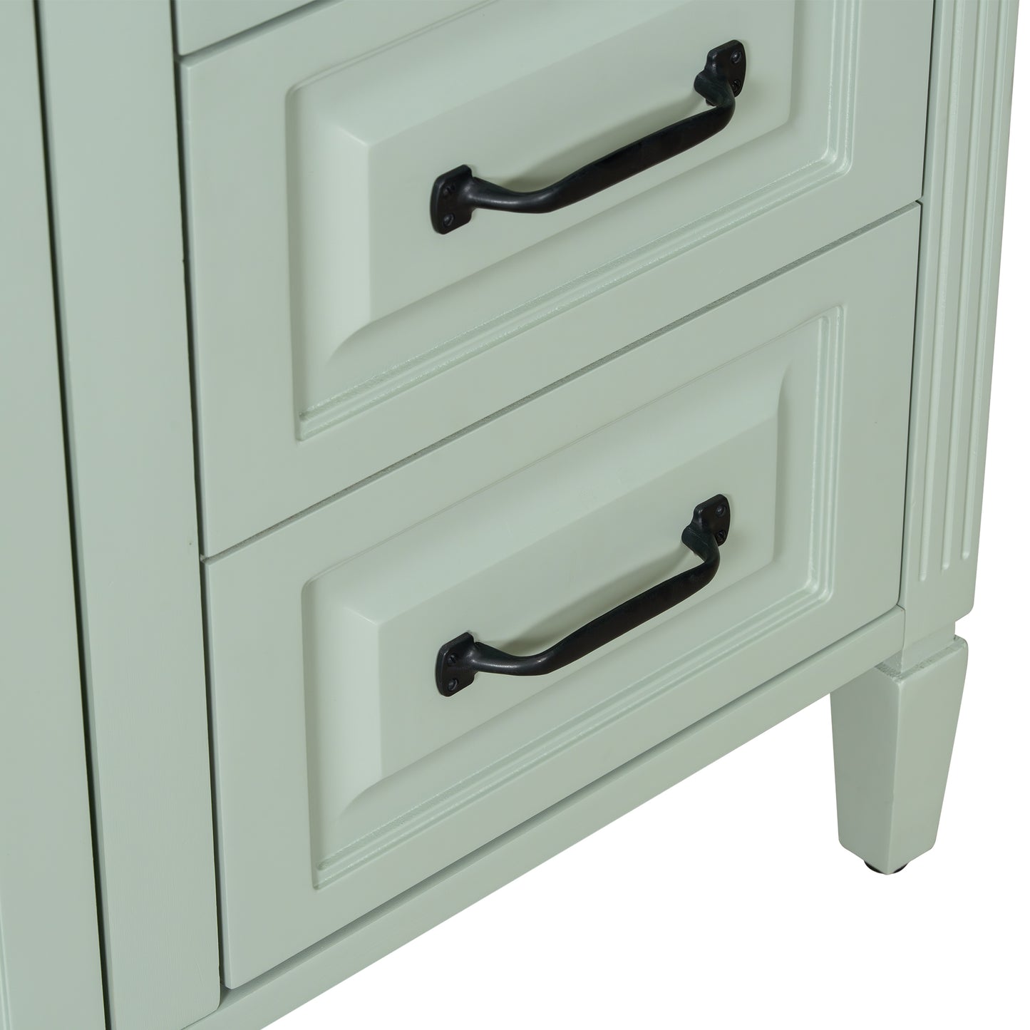 VanityFus 36-in Green Bathroom Vanity Single Sink Combo Ceramic Top 1 door 4 drawers Undermount Adjustable Shelves