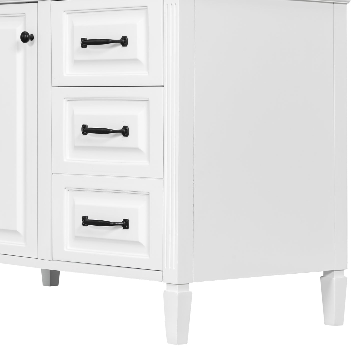 VanityFus 36-in Bathroom Vanity White Single Sink Combo with Ceramic Top 1 Door 4 Drawers Adjustable Shelves