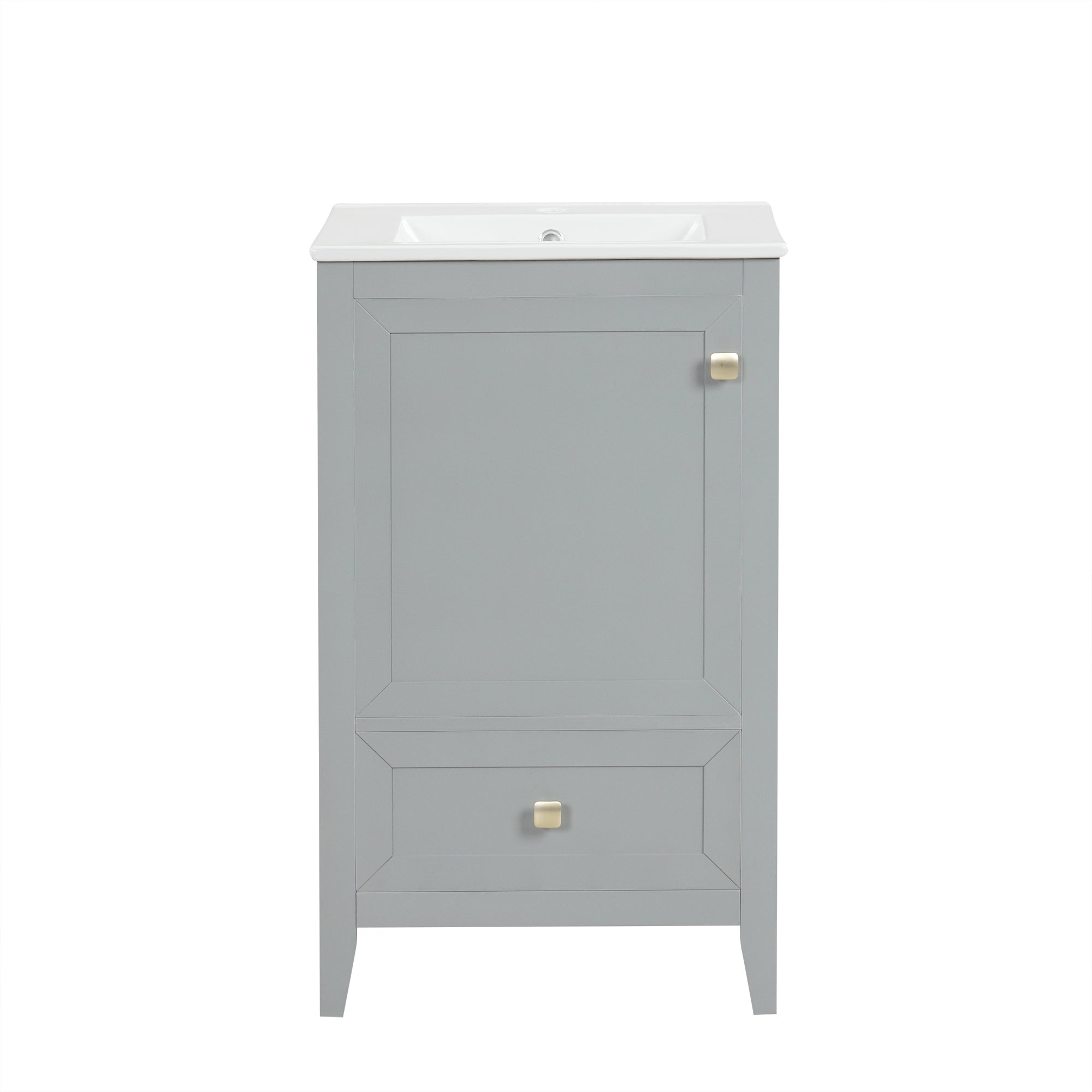 VanityFus 20-in Bathroom Vanity Gray Single Sink Combo with Ceramic Top 1 Soft Close Door 1 Drawer