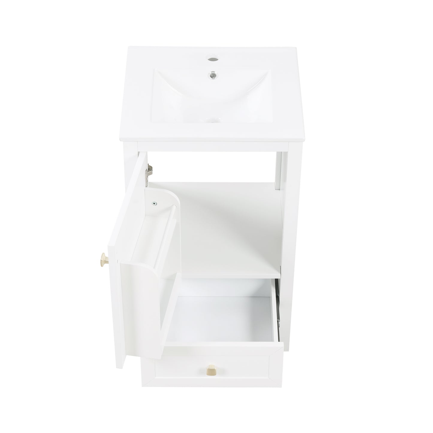 VanityFus 20-in Bathroom Vanity White Single Sink Combo with Ceramic Top 1 Soft Close Door 1 Drawer