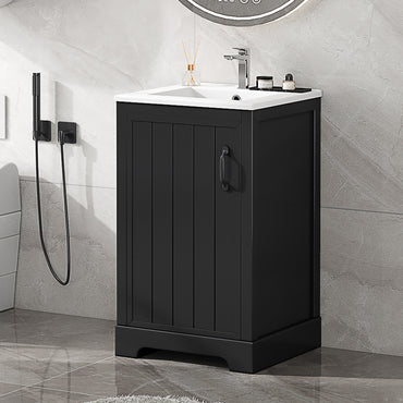 VanityFus 20-in Bathroom Vanity Black Single Sink Combo with Ceramic Top 1 Soft Close Door Adjustable Shelves