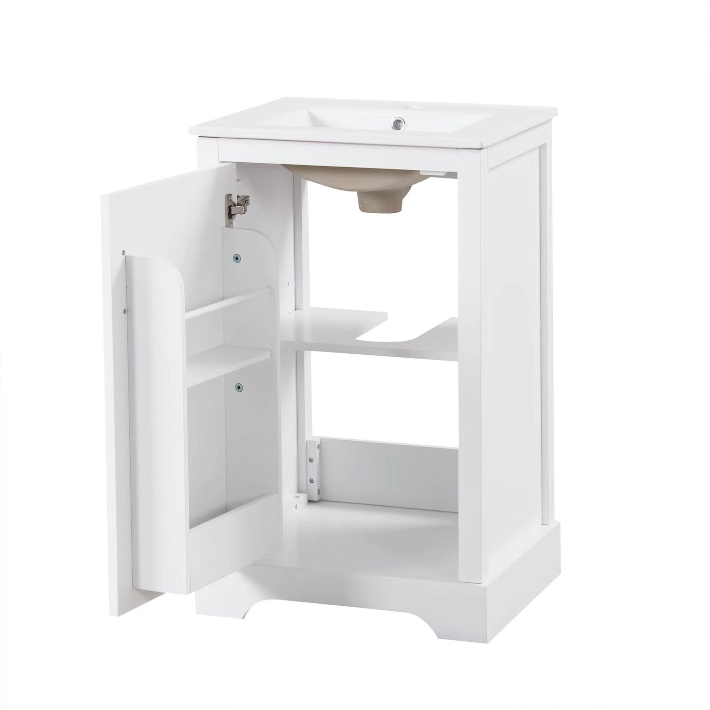 VanityFus 20-in Bathroom Vanity White Single Sink Combo with Ceramic Top 1 Soft Close Door Adjustable Shelves