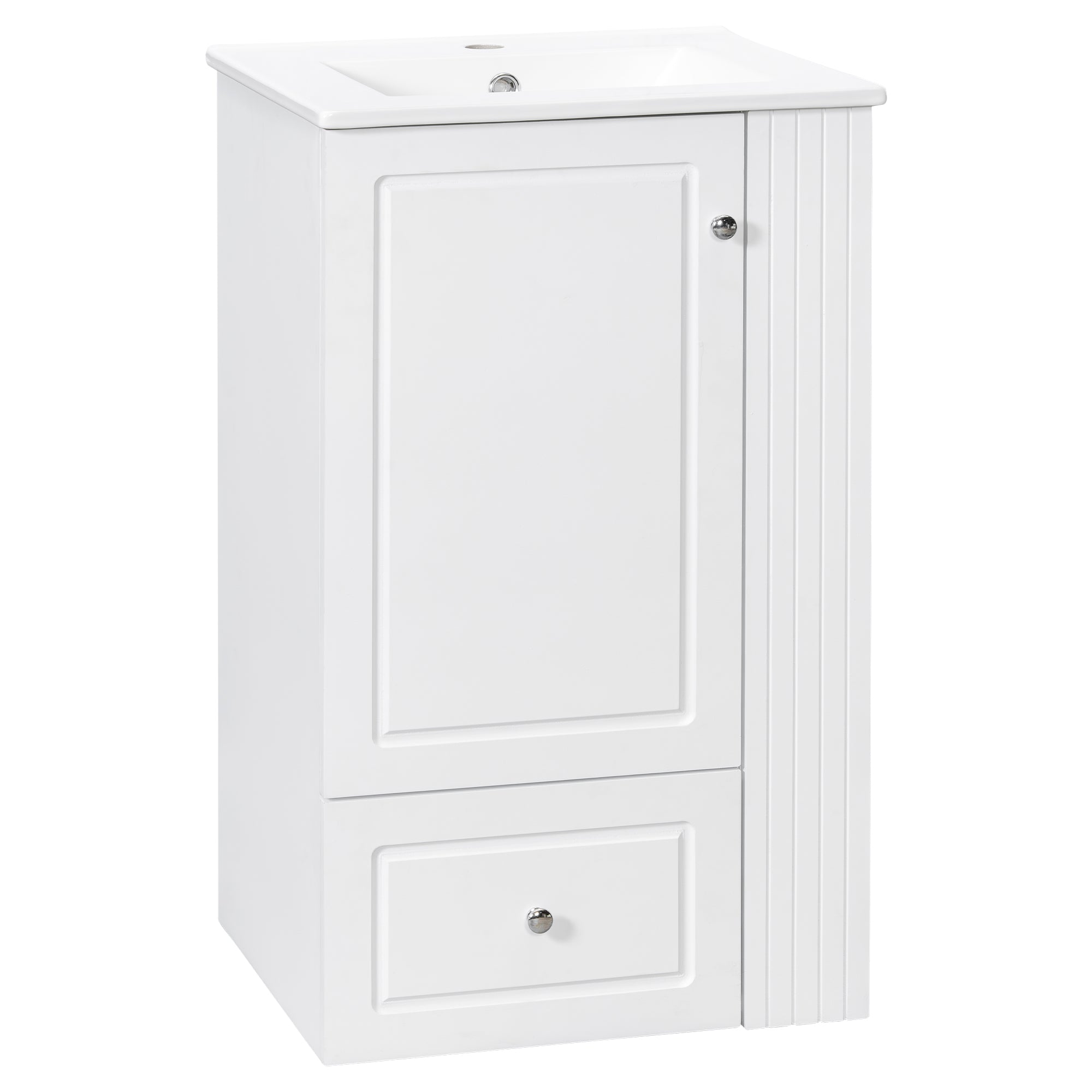 VanityFus 20-in Bathroom Vanity White Single Sink Combo with Ceramic Top 1 Door 1 Drawer