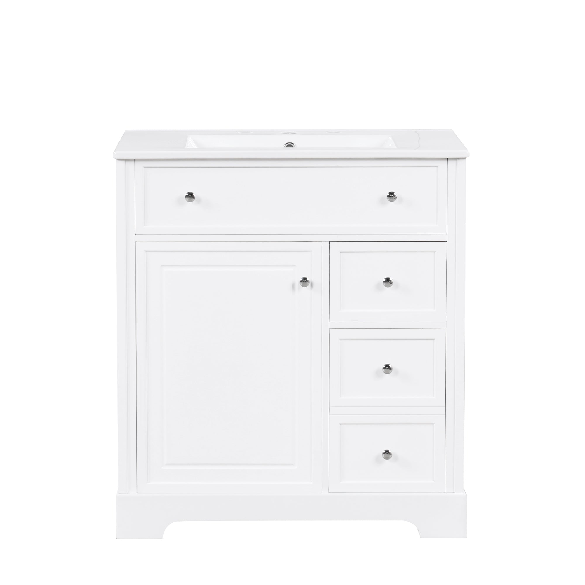 VanityFus 18.6-in White Bathroom Vanity Single Sink Combo with Ceramic Top Undermount 1 door 2 drawers Adjustable Shelves