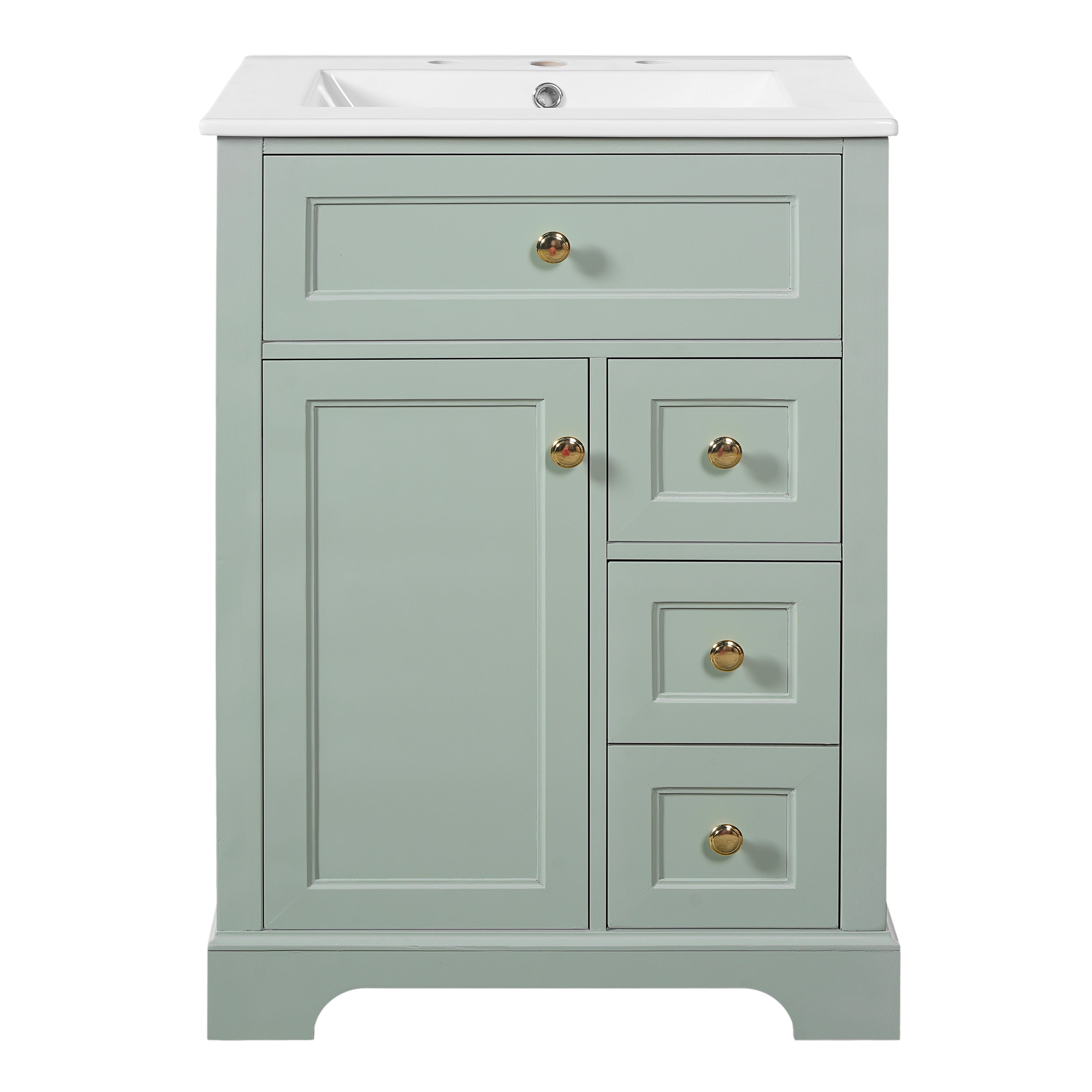VanityFus 18.6-in Green Bathroom Vanity Single Sink Combo with Ceramic Top 1 Soft Close door 3 drawers Undermount