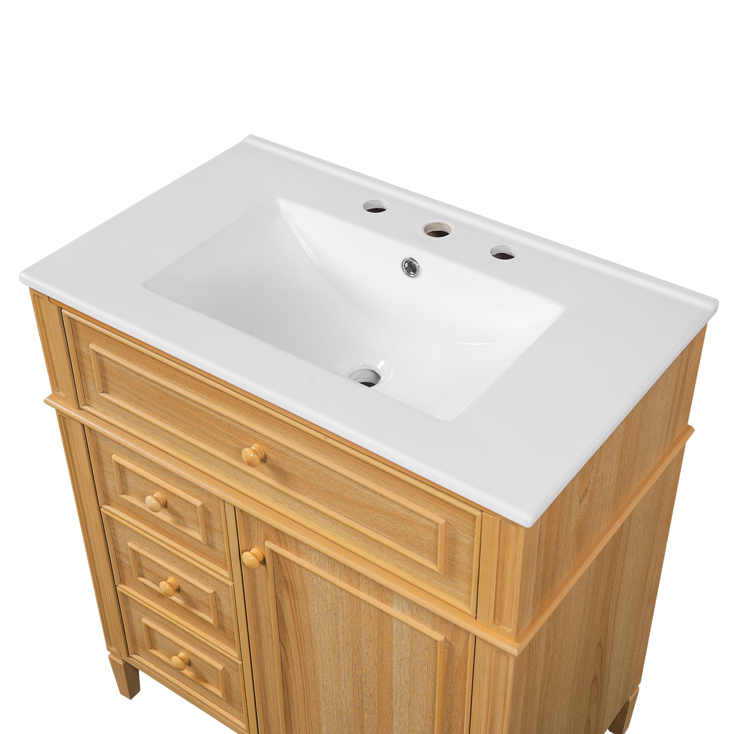 VanityFus 18.6-in Wood Bathroom Vanity Single Sink Combo with Ceramic Top 1 Soft Close door 3 drawers Undermount Adjustable Shelves