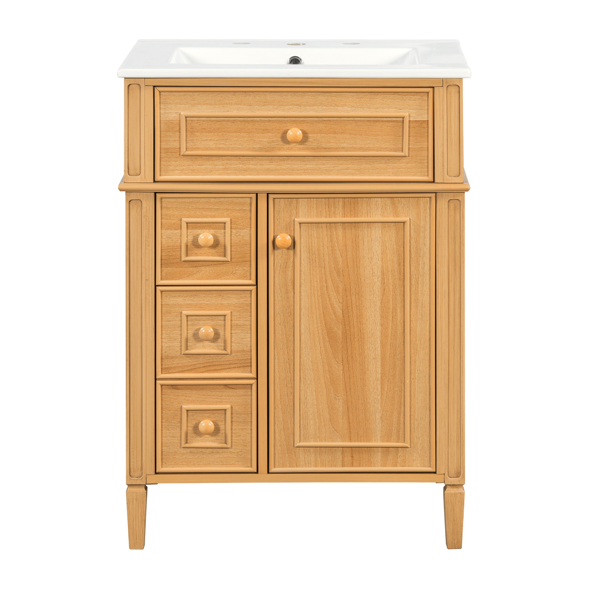 VanityFus 18.6-in Wood Bathroom Vanity Single Sink Combo with Ceramic Top 1 Soft Close door 3 drawers Undermount