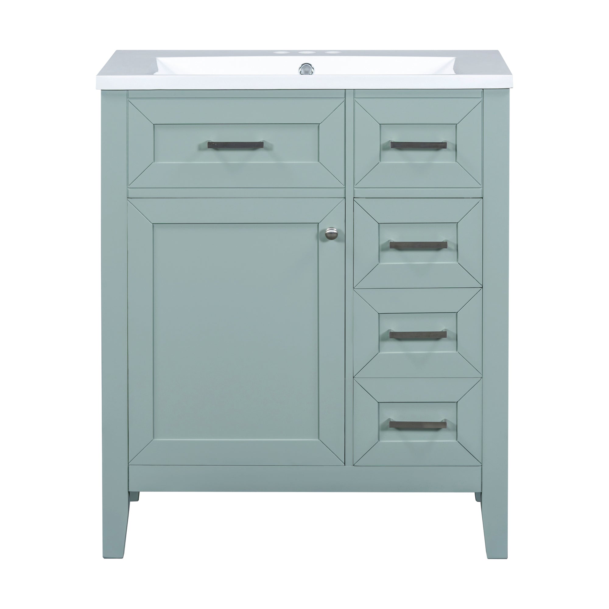 VanityFus 18.6-in Green Bathroom Vanity Single Sink Combo Undermount with Ceramic Top 1 door 3 drawers