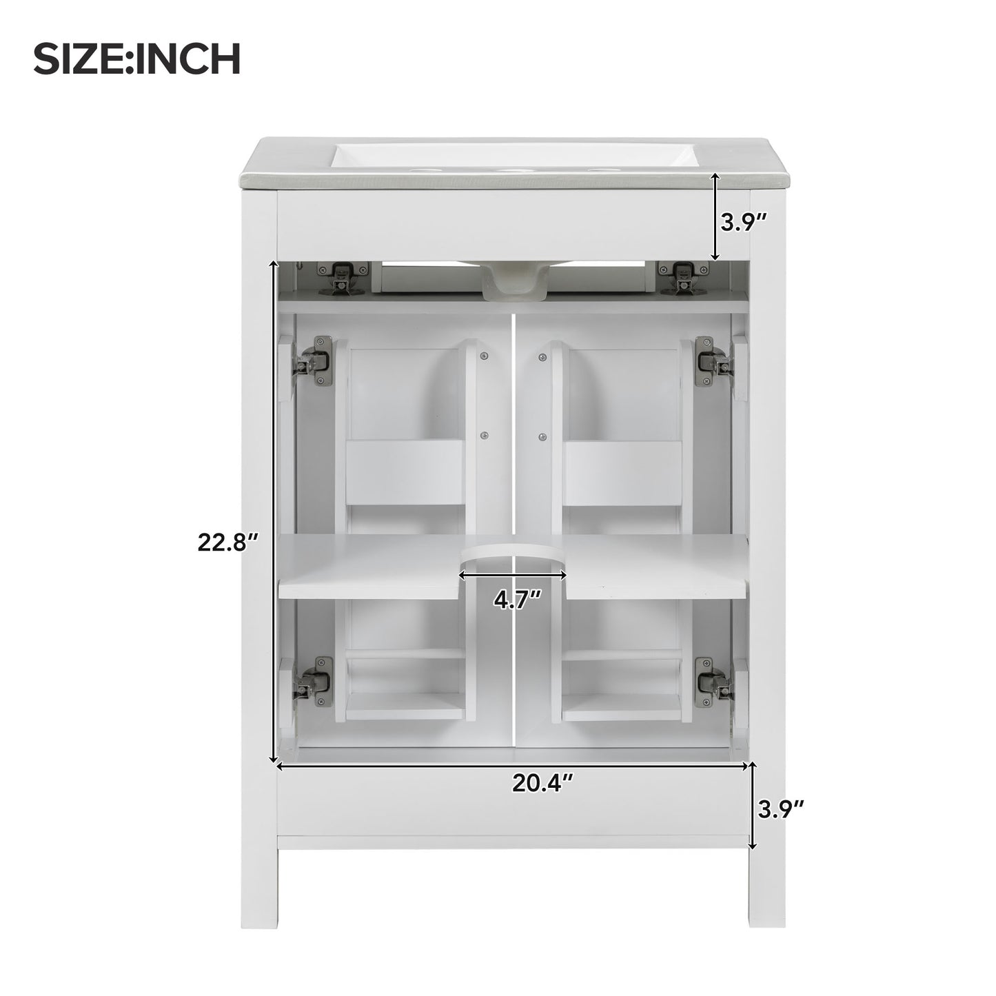 VanityFus 48-in Bathroom Vanity with Double Sink Combo White Ceramic Top 4 Soft-Close Doors 2 drawer