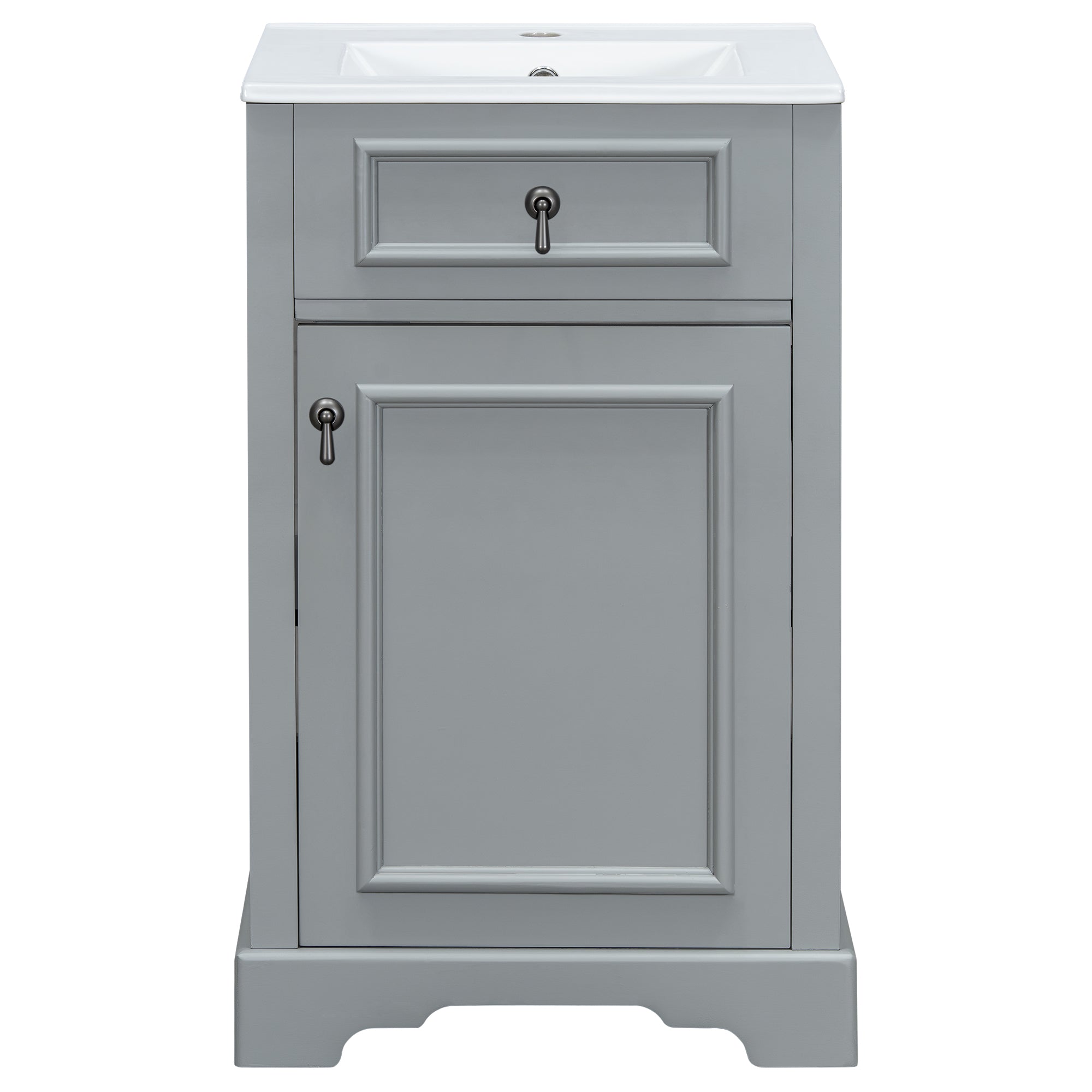 VanityFus Gray 20-in Bathroom Vanity Single Sink Combo Ceramic Top 1 Soft-Close Doors Adjustable shelves