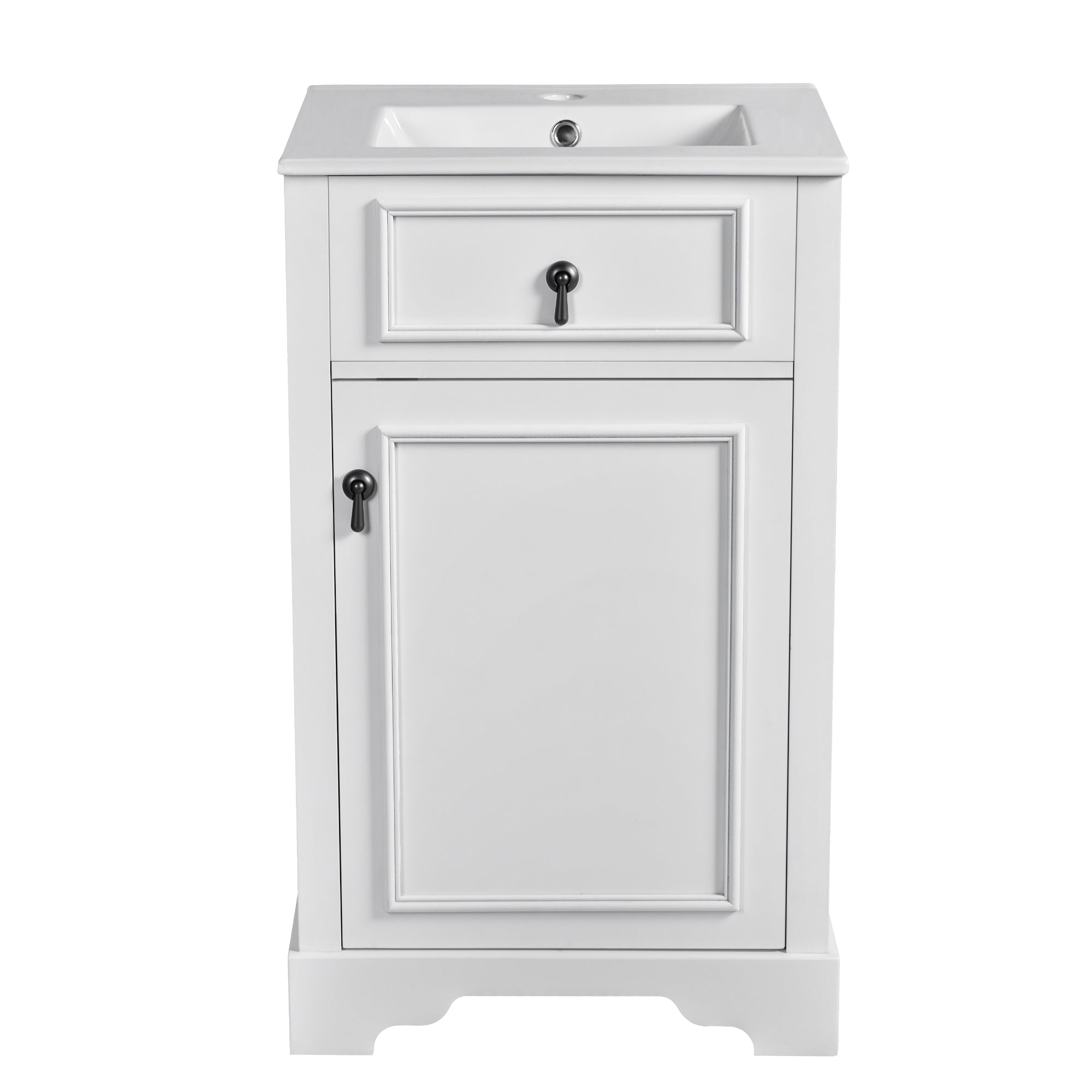 VanityFus White 20-in Bathroom Vanity Single Sink Combo Ceramic Top 1 Soft-Close Doors Adjustable shelves