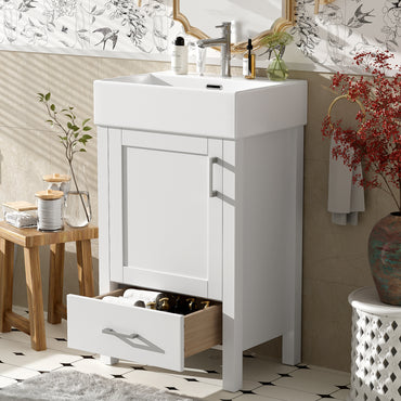 VanityFus 20.28-in White Single Sink Combo Bathroom Vanity With Ceramic Top 1 Soft-Close Doors 1 drawer
