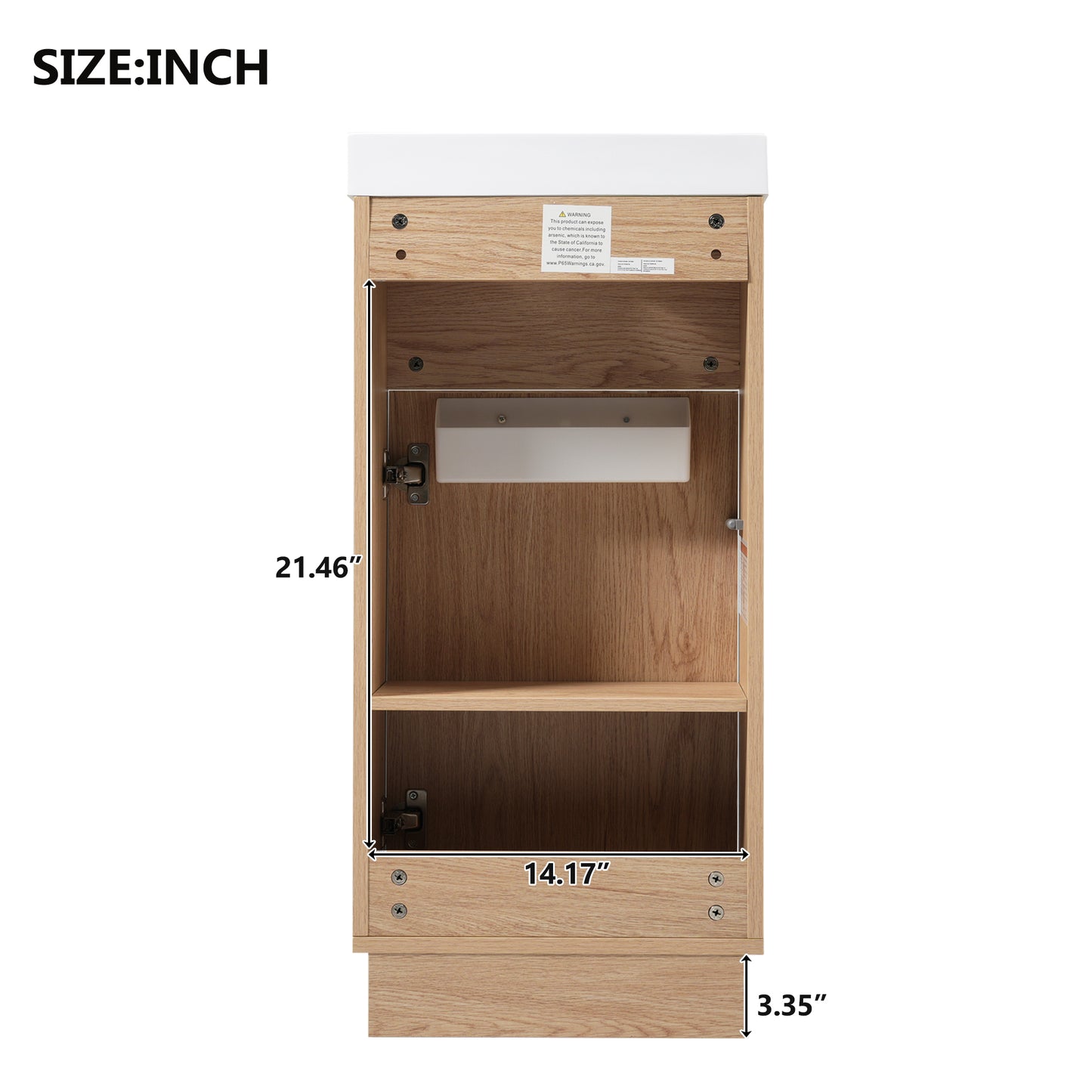 VanityFus 15.75-in Bathroom Vanity Wood Single Sink Combo Resin Top Soft-Close Doors Adjustable Shelves