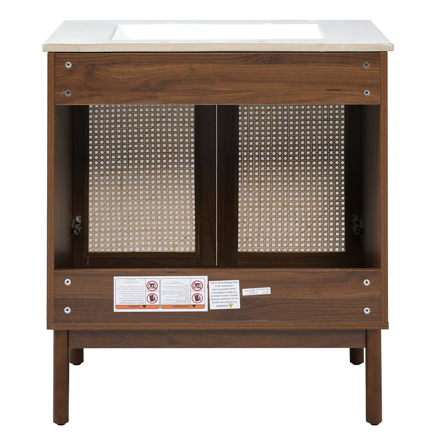 VanityFus Dark Walnut 29.9-in Bathroom Vanity Single Sink Combo Ceramic Top 2 Soft-Close Doors Adjustable shelves