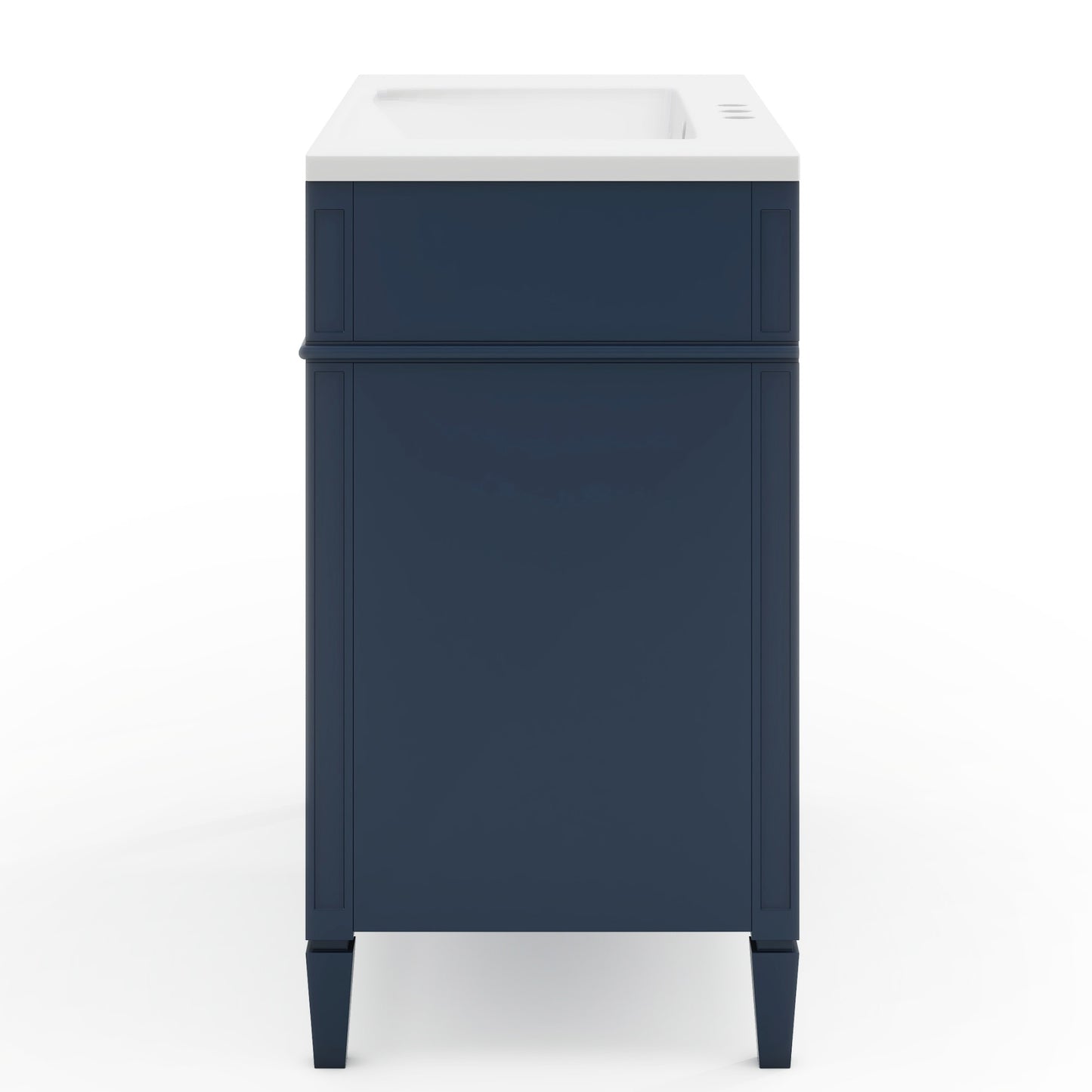 VanityFus 36-in Blue Bathroom Vanity Undermount Single Sink Combo Resin Top with 1 Soft Close Door 3 Drawers Adjustable Shelves