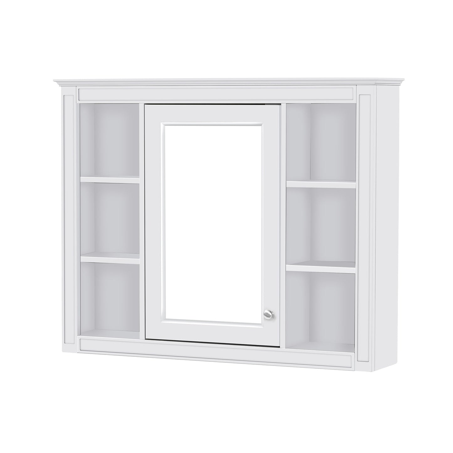 VanityFus 36-in White Bathroom Vanity Single Sink Medicine Cabinet Combo with Ceramic Top Undermount 2 Soft Close Doors 3 Drawers (Mirror Included) Adjustable Shelves